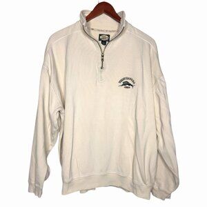 Tommy Bahama Quarter Zip Cream Ribbed Sweater Mens Size XL 100% Cotton Vintage